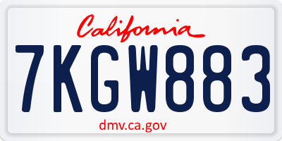 CA license plate 7KGW883