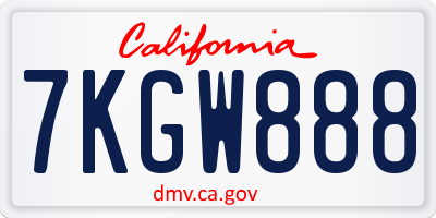 CA license plate 7KGW888