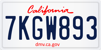 CA license plate 7KGW893