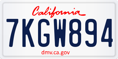 CA license plate 7KGW894