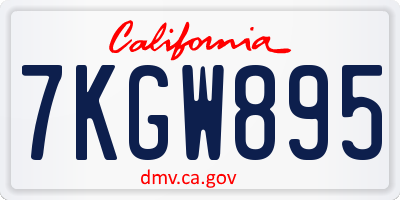 CA license plate 7KGW895
