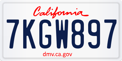 CA license plate 7KGW897