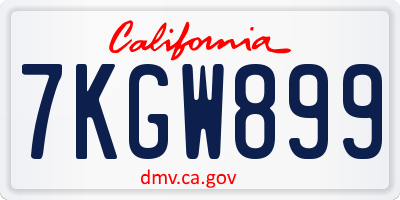 CA license plate 7KGW899
