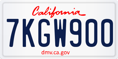 CA license plate 7KGW900