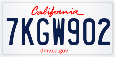 CA license plate 7KGW902
