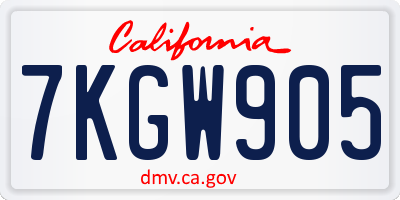 CA license plate 7KGW905