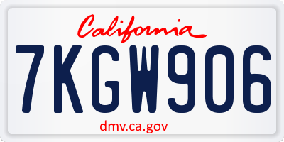 CA license plate 7KGW906