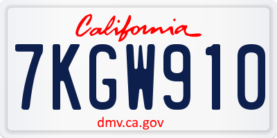 CA license plate 7KGW910