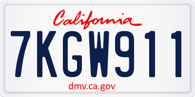 CA license plate 7KGW911