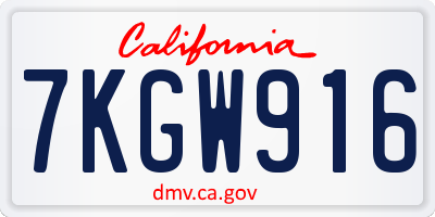CA license plate 7KGW916