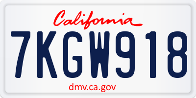 CA license plate 7KGW918