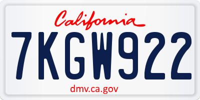 CA license plate 7KGW922