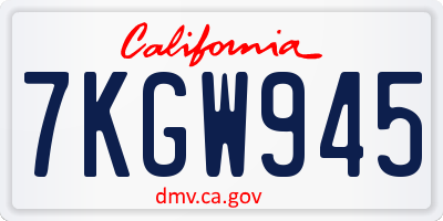 CA license plate 7KGW945