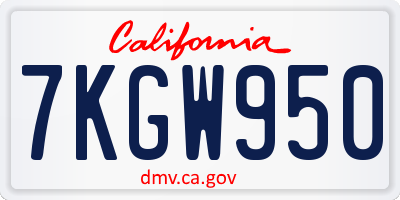 CA license plate 7KGW950