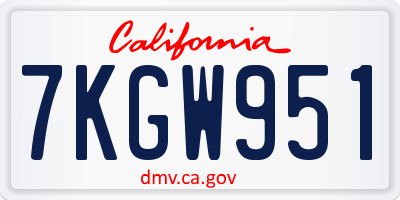 CA license plate 7KGW951