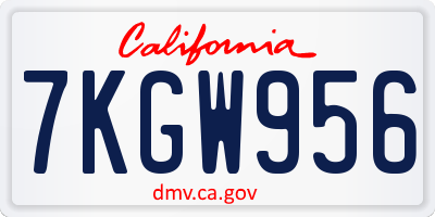 CA license plate 7KGW956