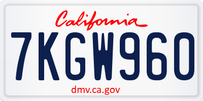 CA license plate 7KGW960