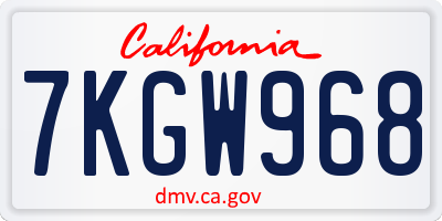 CA license plate 7KGW968