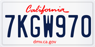 CA license plate 7KGW970