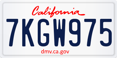 CA license plate 7KGW975