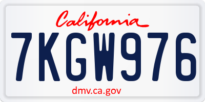 CA license plate 7KGW976