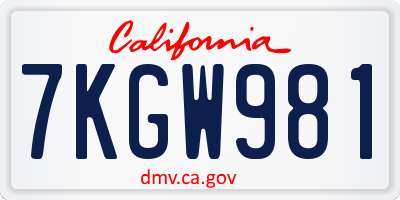 CA license plate 7KGW981