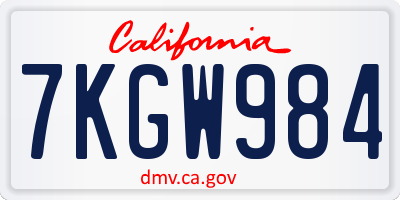 CA license plate 7KGW984