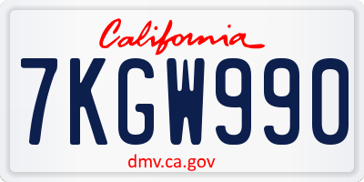 CA license plate 7KGW990
