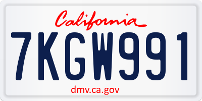 CA license plate 7KGW991