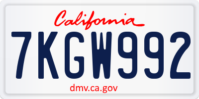 CA license plate 7KGW992