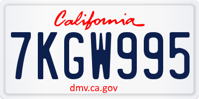 CA license plate 7KGW995