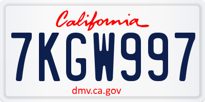 CA license plate 7KGW997