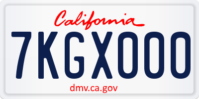 CA license plate 7KGX000