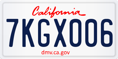 CA license plate 7KGX006