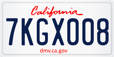 CA license plate 7KGX008