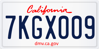CA license plate 7KGX009