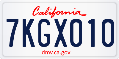 CA license plate 7KGX010