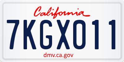 CA license plate 7KGX011