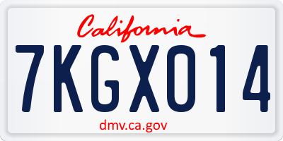 CA license plate 7KGX014