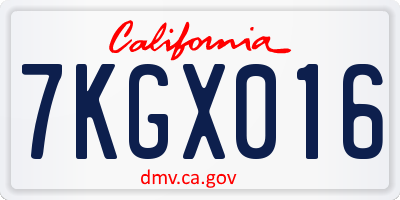 CA license plate 7KGX016