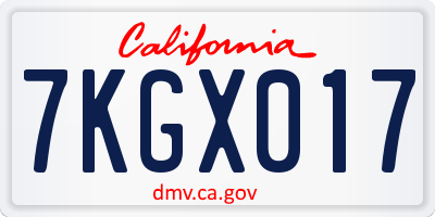 CA license plate 7KGX017