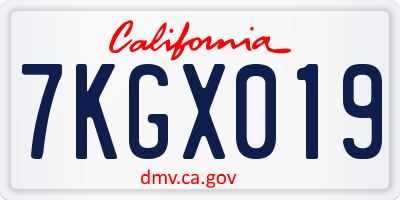 CA license plate 7KGX019
