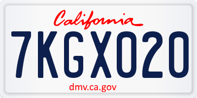CA license plate 7KGX020