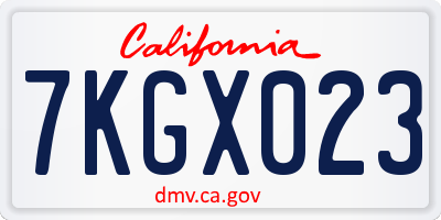 CA license plate 7KGX023