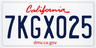 CA license plate 7KGX025