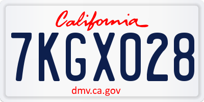 CA license plate 7KGX028