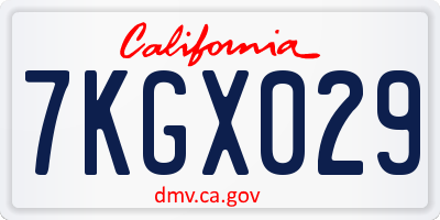 CA license plate 7KGX029