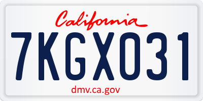 CA license plate 7KGX031
