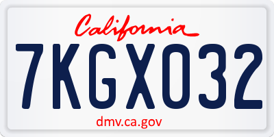 CA license plate 7KGX032