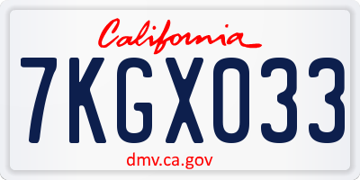 CA license plate 7KGX033